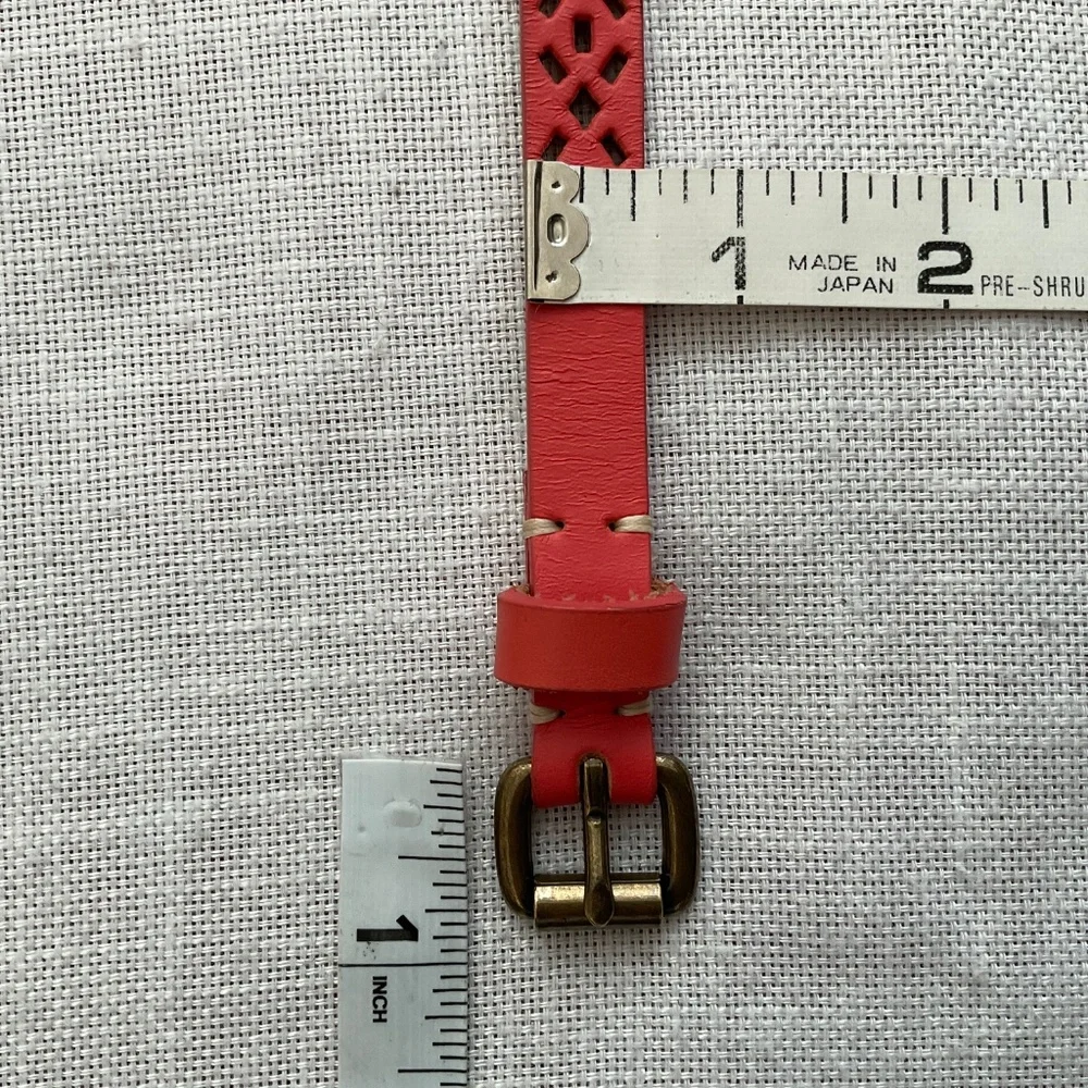 Leather Cutout Geometric Pattern Adjustable  Belt Size S NWOT